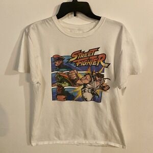Capcom Street Fighter Graphic Print White T-Shirt Tee Size Large L